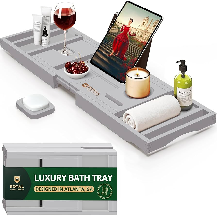 ROYAL CRAFT WOOD Premium Foldable Bathtub Tray - Expandable Bath Tray for Tub - Luxury Bathtub & ... | Amazon (US)