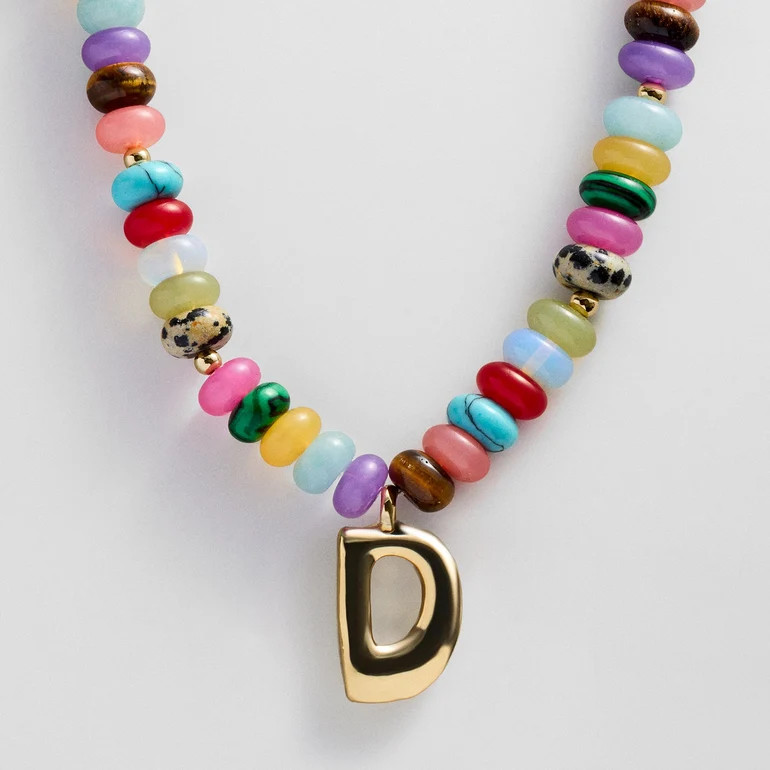 Semi-Precious Bubble Initial Necklace - Multi | BaubleBar