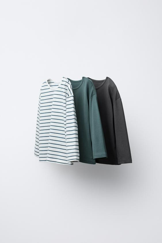 THREE-PACK OF STRIPED AND SOLID T-SHIRTS | Zara US