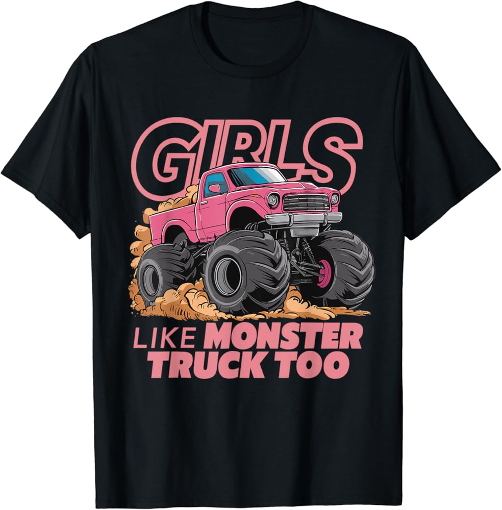 Cute Monster Truck Birthday Party Monster Truck Girl T-Shirt | Amazon (US)