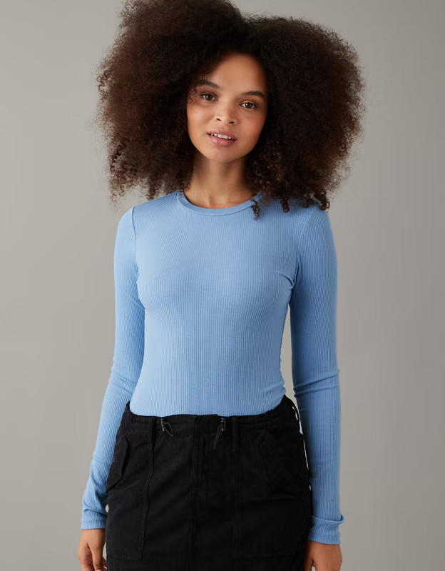 AE Long-Sleeve Crew Neck Bodysuit | American Eagle Outfitters (US & CA)