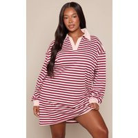 Plus Pink Stripped Rugby Dress | PrettyLittleThing US