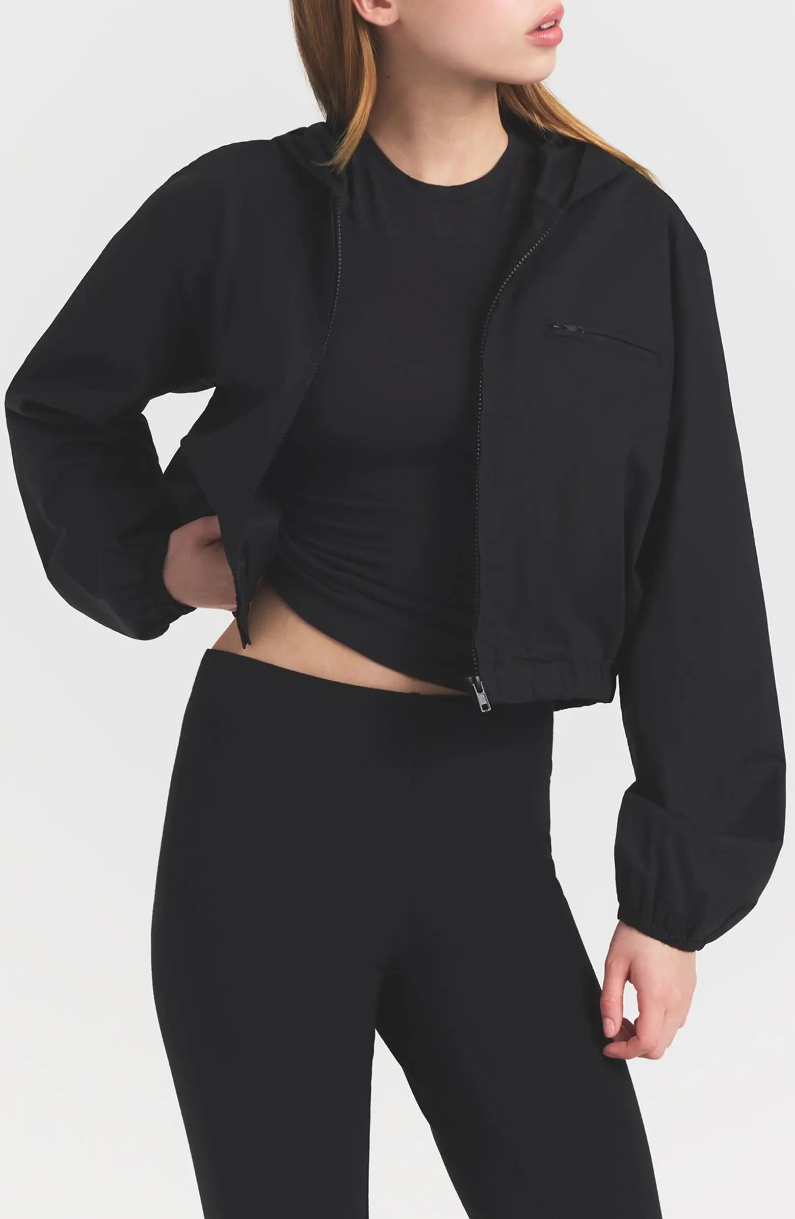 Swiss Cotton Crop Zip Hoodie | Nordstrom