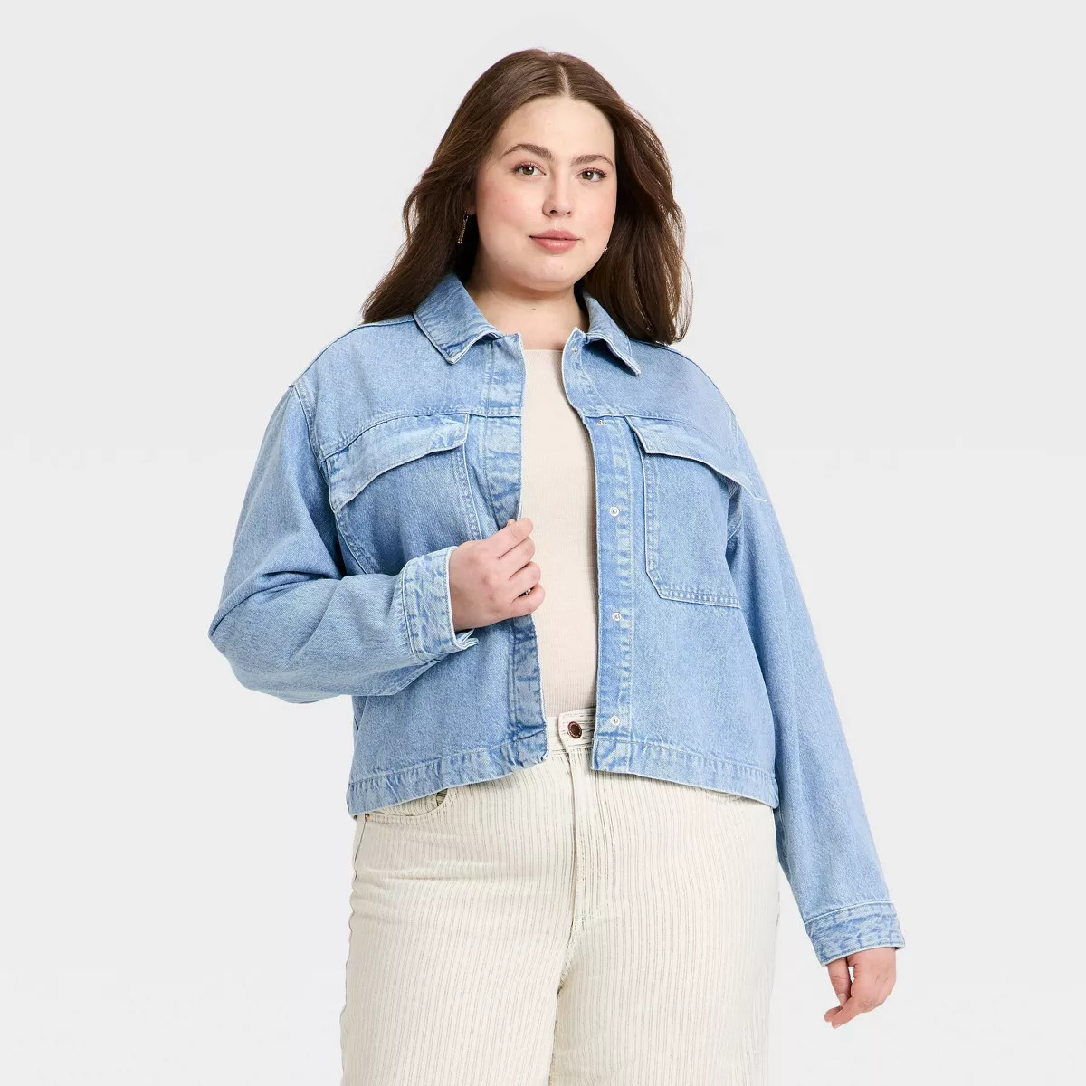 Women's Cropped Painter Denim Jacket - Universal Thread™ Medium Wash M | Target