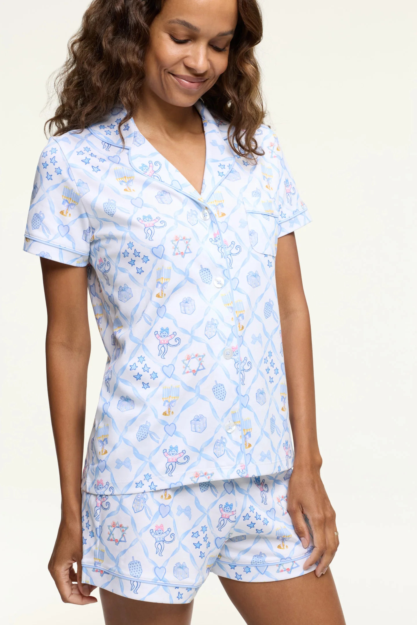 LoveShackFancy x Roller Rabbit Starry Nights Lattice Polo Pajamas | LoveShackFancy