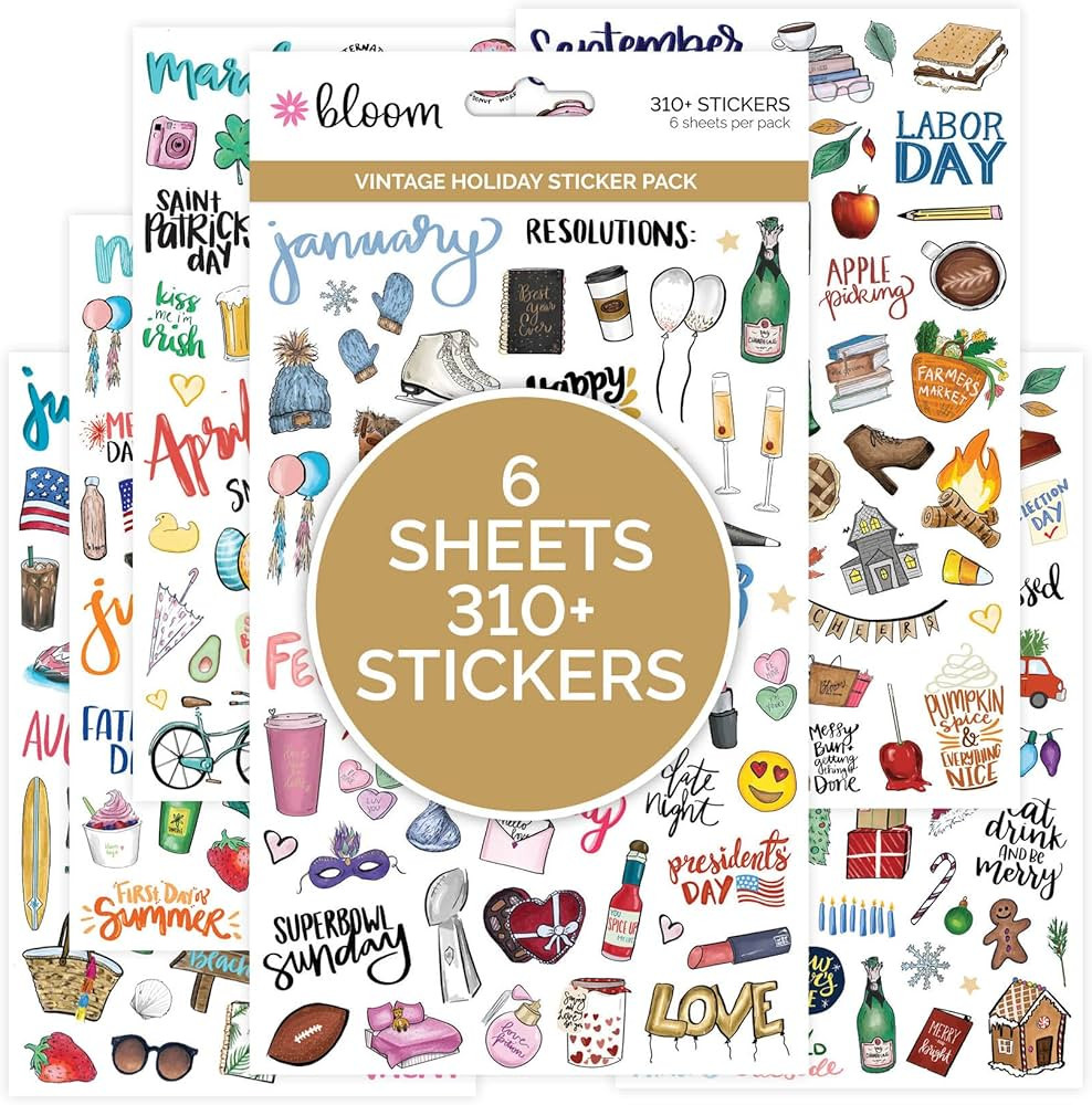 bloom daily planners Holiday Seasonal Planner Sticker Sheets - Vintage Seasonal Sticker Pack - Ov... | Amazon (US)