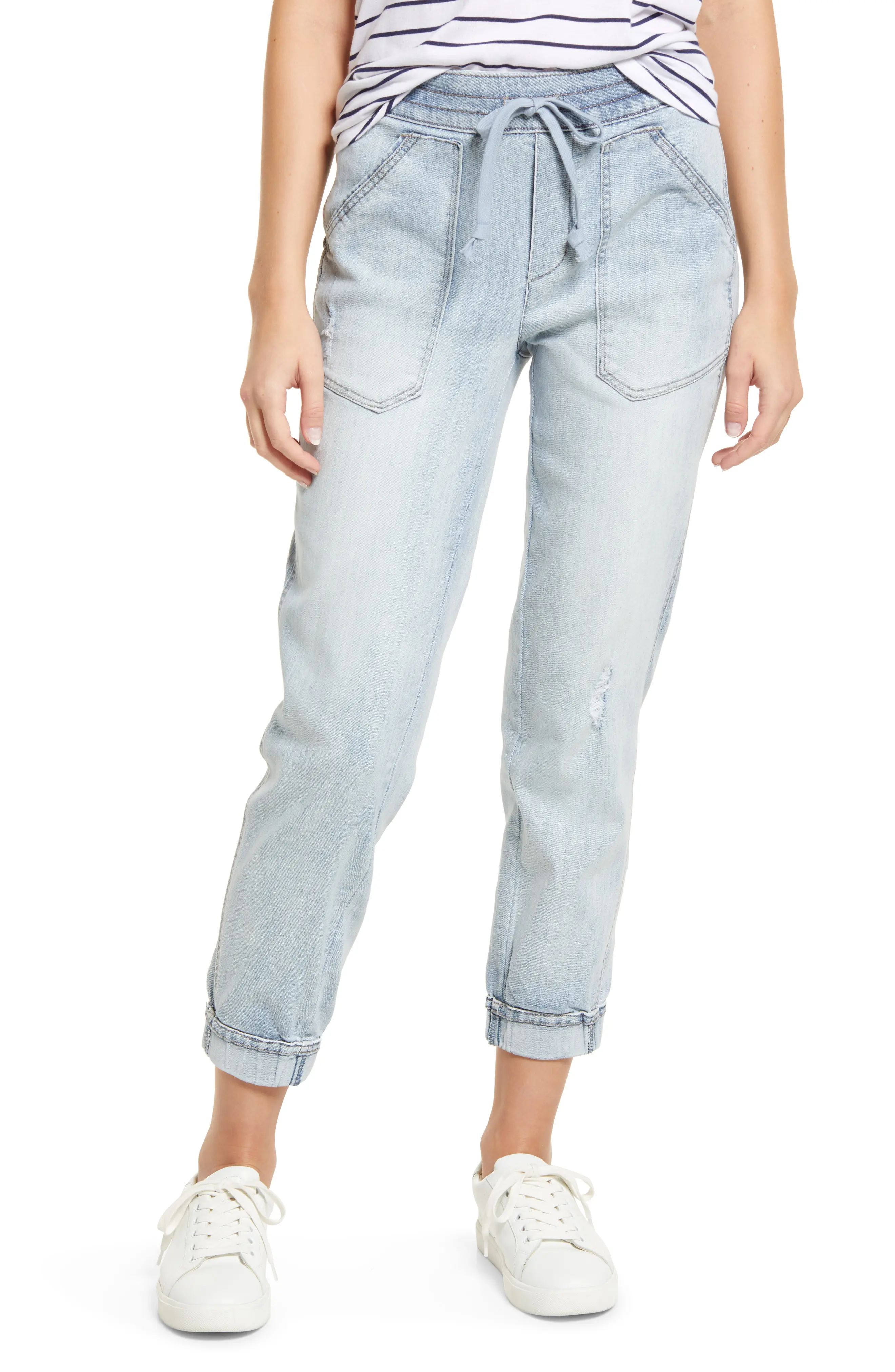 Wit & Wisdom Ab-Solution Leisure Pull-On Denim Joggers in Lbv-Light Blue Vintage at Nordstrom, Size  | Nordstrom