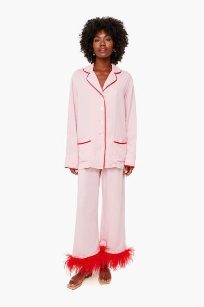 Pink Party Pajama Set with Feathers | Tuckernuck (US)