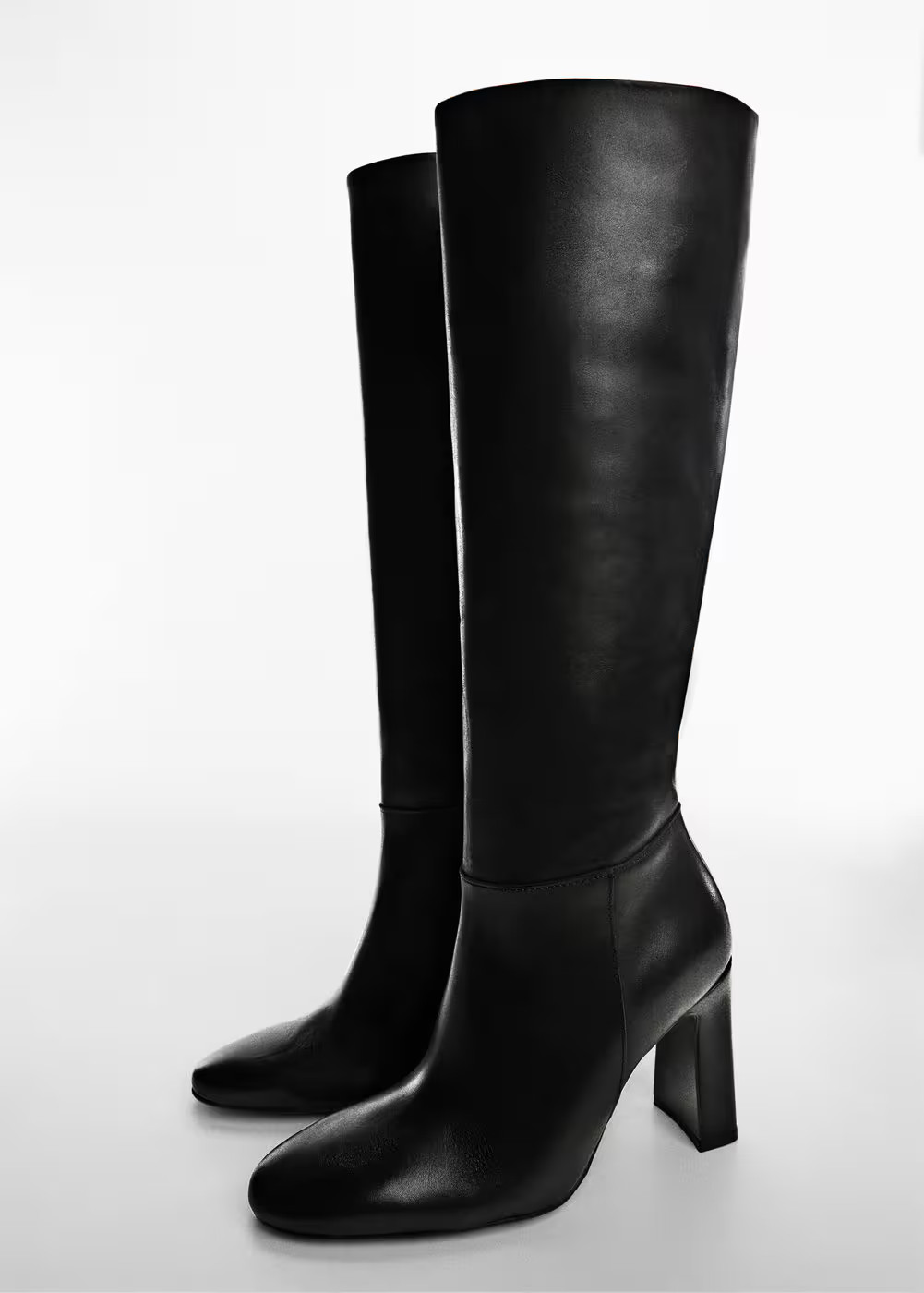 Leather boots with tall leg -  Women | Mango United Kingdom | MANGO (UK)