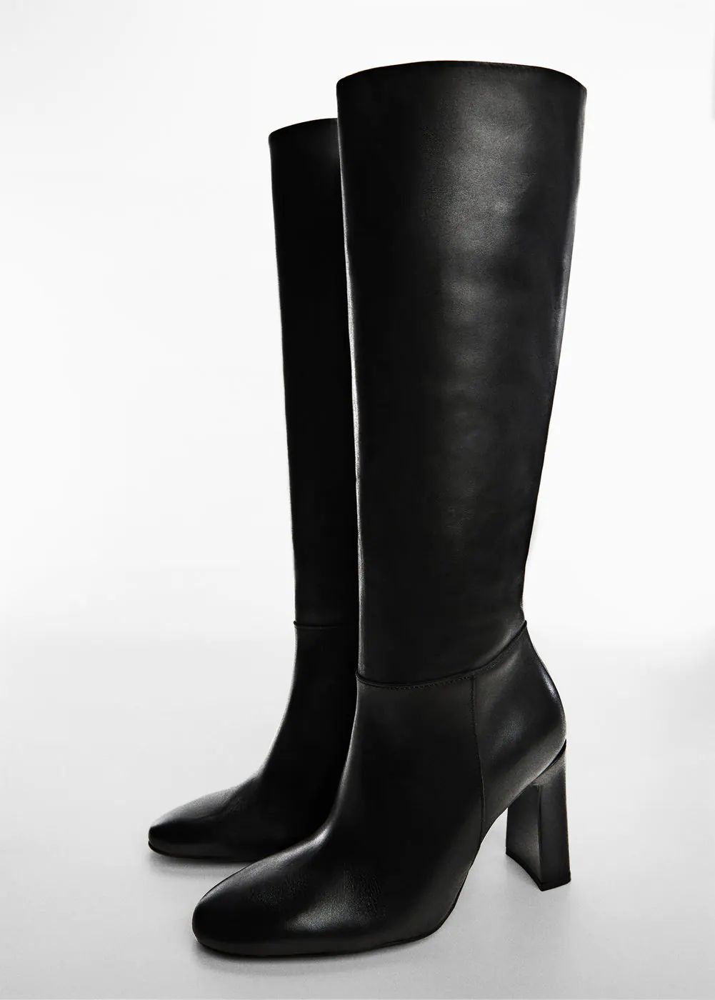 Leather boots with tall leg | MANGO (US)