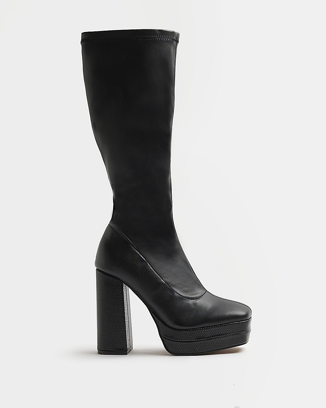 River Island Womens Black platform knee high boots | River Island (UK & IE)