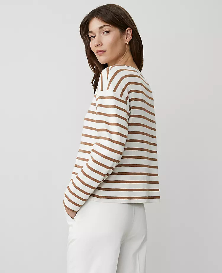 Weekend Collection Stripe Relaxed Long Sleeve Top | Ann Taylor