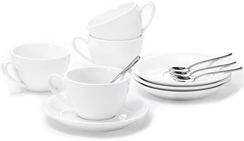 Aozita Porcelain Cappuccino Cups and Saucers with Espresso Spoons - 6 Ounce Espresso Cups for Lat... | Amazon (US)
