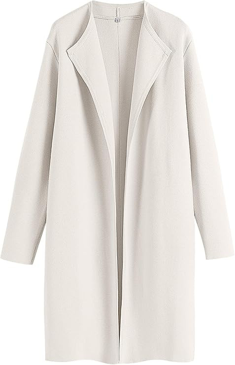 Prinbara Women's 2023 Fall Long Cardigan Coat Long Sleeve Open Front Lapel Casual Knit Jacket Coa... | Amazon (US)