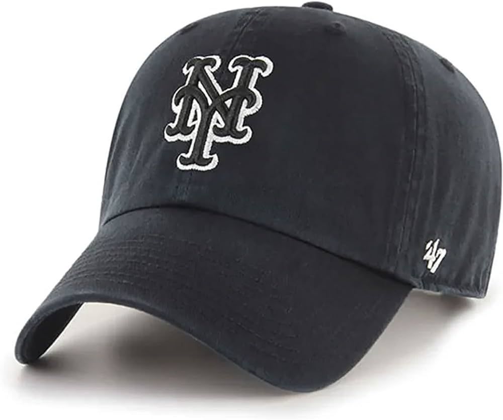 '47 New York Mets Clean Up Adjustable Strapback Black Hat | Amazon (US)