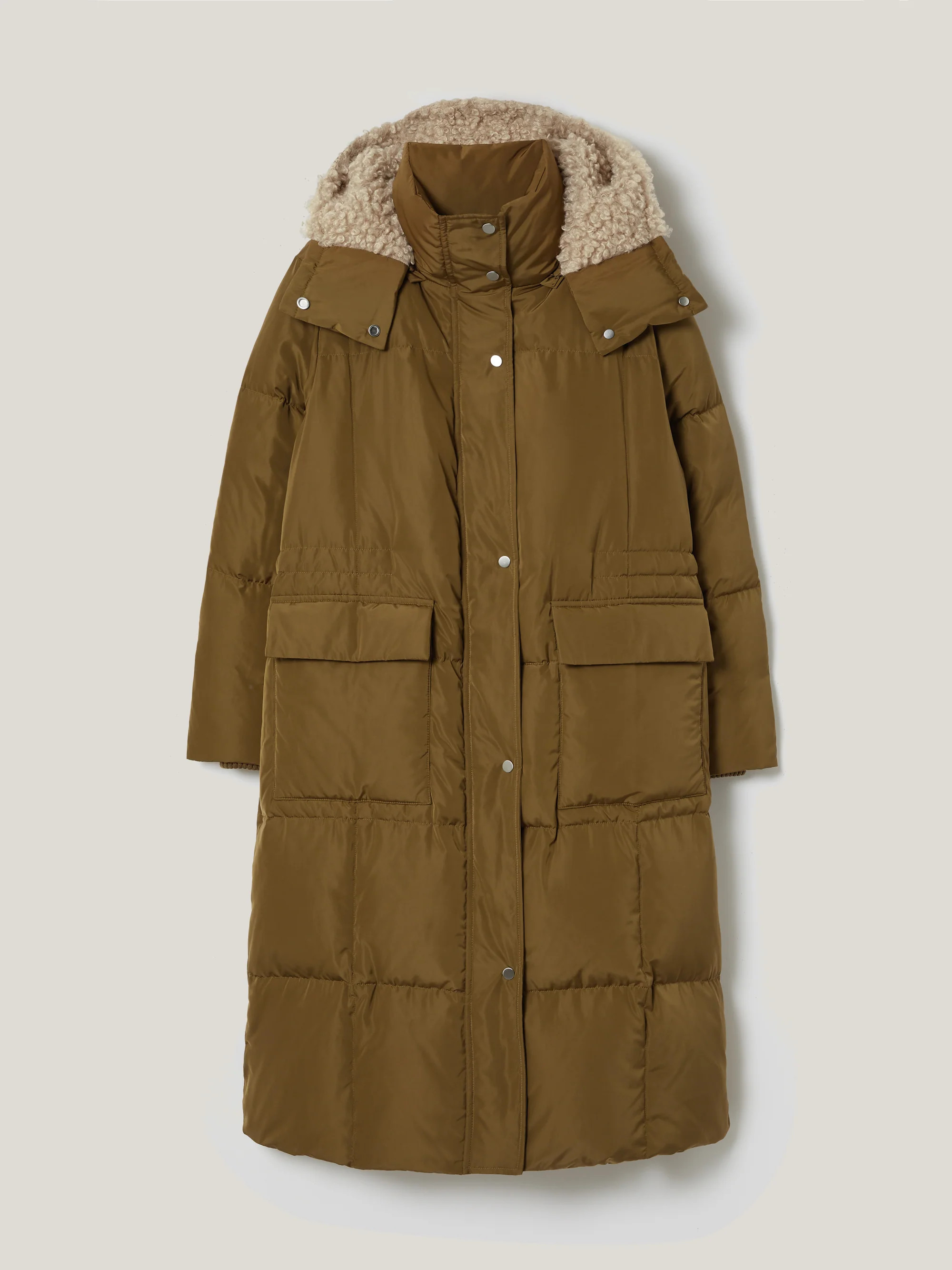 Relaxed Longline Puffer Coat | Stone | Jigsaw (UK)