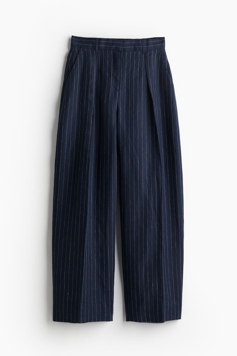 Balloon-leg Pants - Navy blue/pinstriped - Ladies | H&M US | H&M (US + CA)