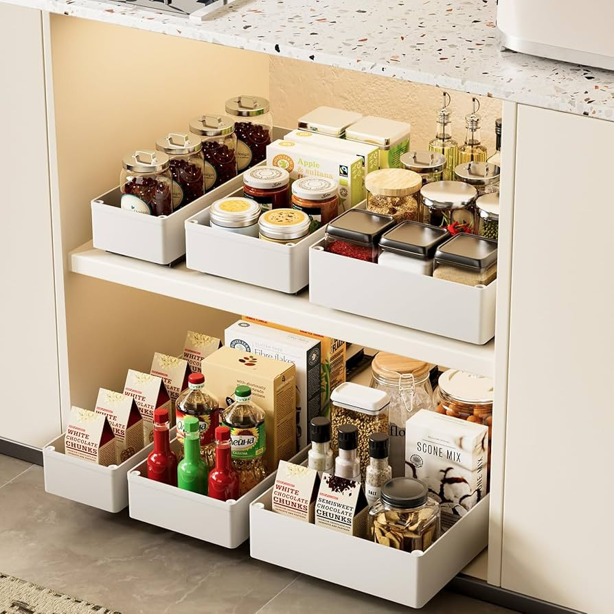 WRISIN 3 Pack Pull Out Cabinet Organizer, Multi-Purpose Slide Out Drawers for Kitchen Cabinets, B... | Amazon (US)