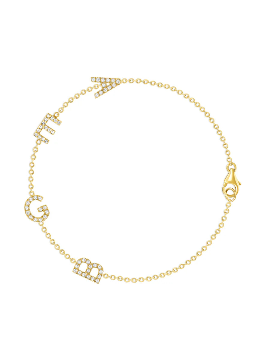The Diamond Initial Bracelet 14K  - 4 Letters | leMel