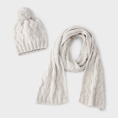 Cable Knit Hat & Scarf Set - Universal Thread™ | Target
