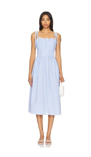 Klie Midi Dress in Blue & White | Revolve Clothing (Global)