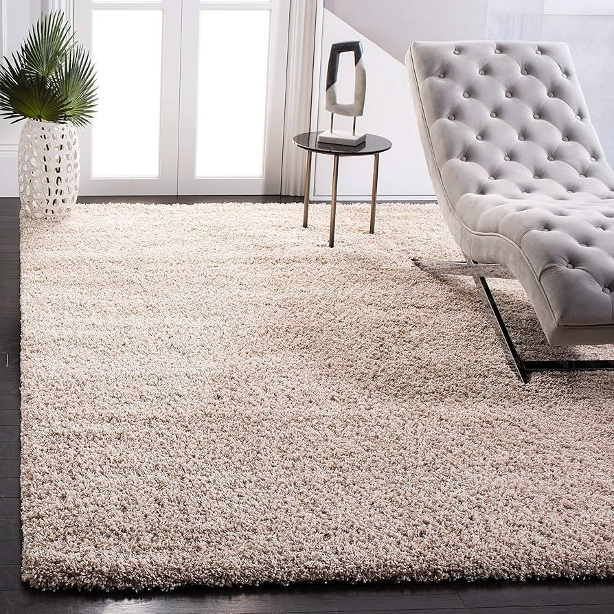 SAFAVIEH California Shag Collection Area Rug - 6'7" x 9'6", Beige, Non-Shedding & Easy Care, 2-in... | Amazon (US)