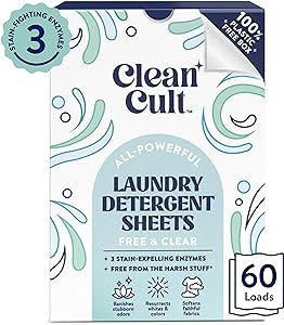 Cleancult Laundry Detergent Sheets - 3 Stain Fighting Enzymes - Concentrated Liquidless Laundry D... | Amazon (US)