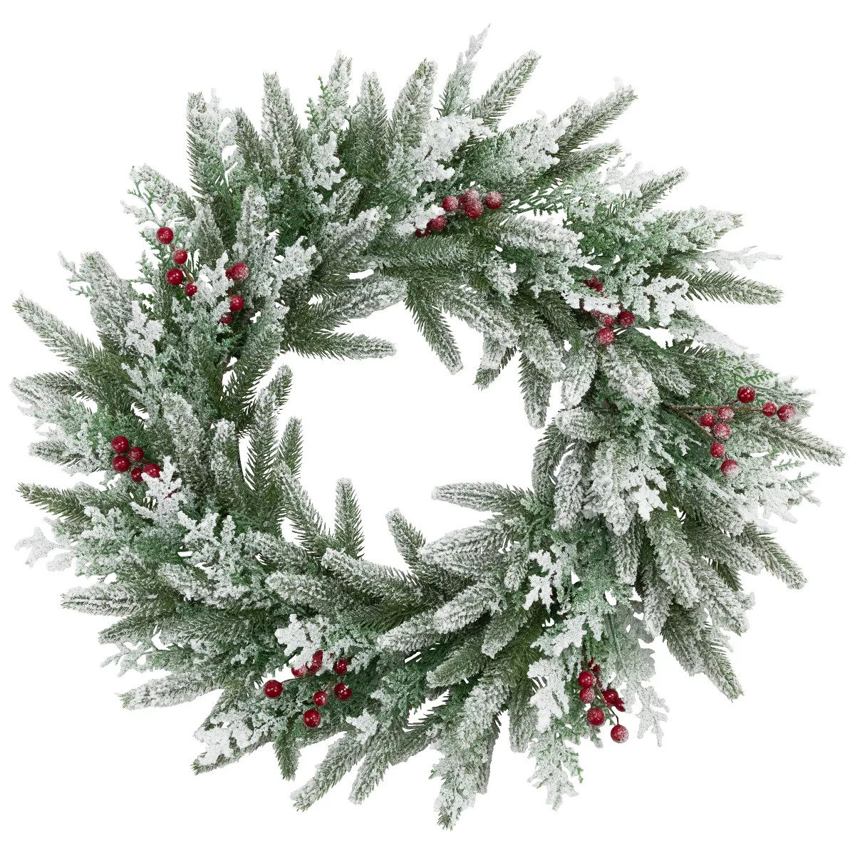 Northlight Real Touch™️ Flocked Wind River Fir with Berries Artificial Christmas Wreath - 24"... | Target