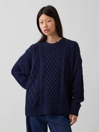 100% Cotton Cable-Knit Oversized Sweater | Gap (CA)