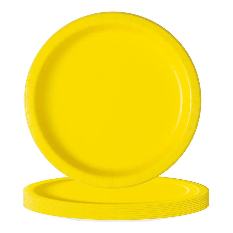 Way To Celebrate Paper Party Plates, Neon Yellow, 9in, 20ct | Walmart (US)