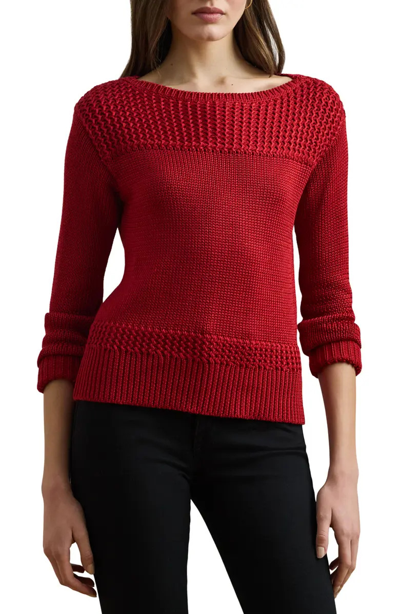 Boat Neck Cotton Blend Sweater | Nordstrom