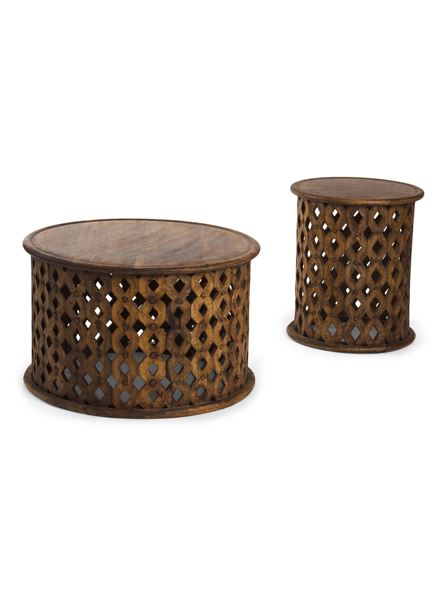 Carved Mango Wood Coffee And Accent Table Set | TJ Maxx