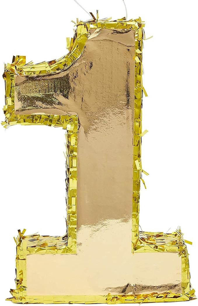 Number 1 Foil Small Gold Pinata for First Birthday Party (10 x 16 x 3 In) | Amazon (US)