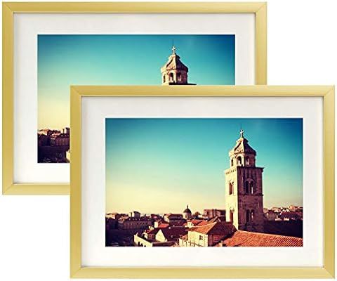Golden State Art, Metal Wall Photo Frame Collection, Aluminum Gold Photo Frame with Ivory Color M... | Amazon (US)
