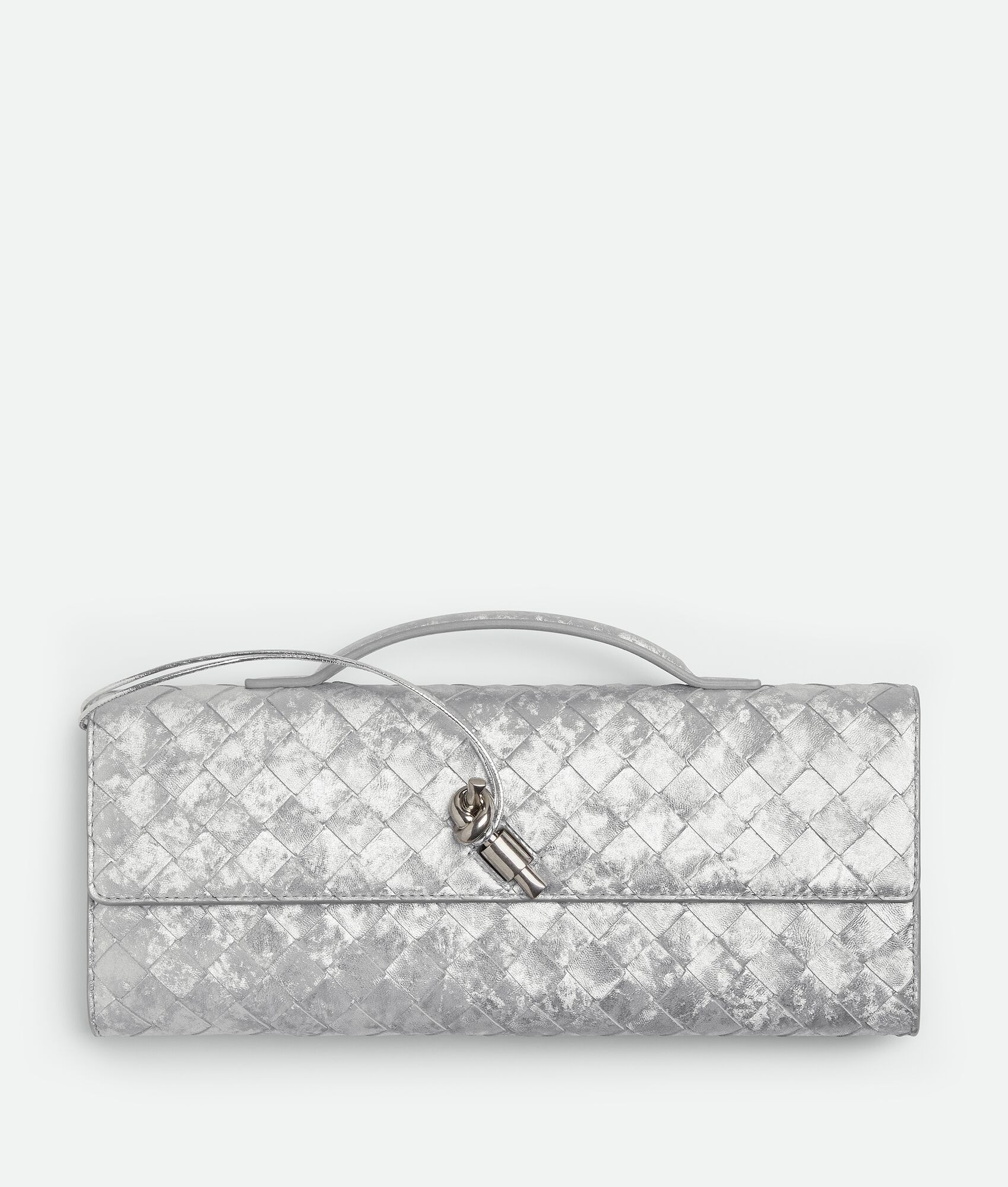 Women's Andiamo Clutch in Silver | Bottega Veneta GB | Bottega Veneta