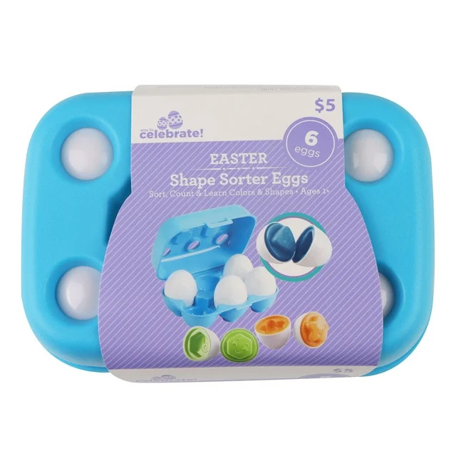 Easter Shape Sorter Eggs, 6 Count, by Way To Celebrate | Walmart (US)