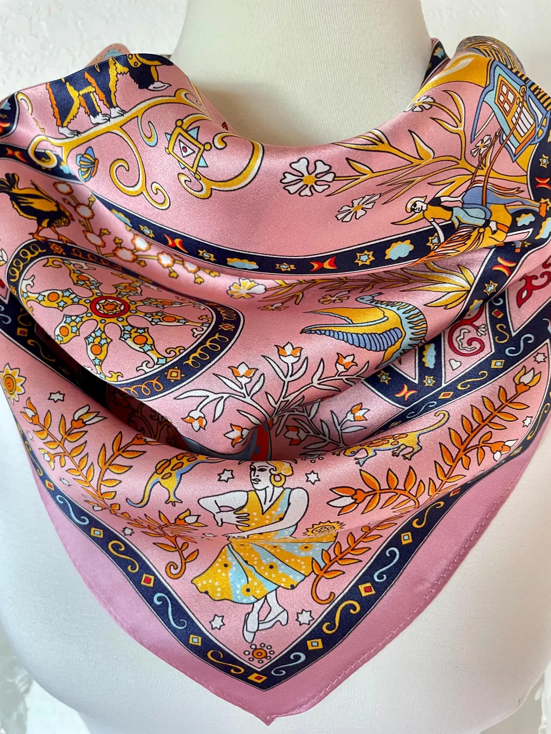 100% Silk Square Scarf Mulberry Silk Bandana Pure Silk Hair Head Scarf 26X26”/ 68x68cm ”fairy... | Etsy (US)