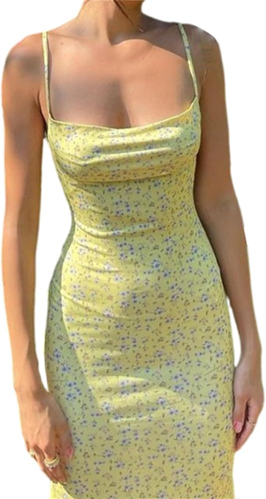 Womens Summer Casual Dresses Sexy Spaghetti Strap Dresses V Neck Floral Mini Dresses Club Dresses... | Amazon (US)