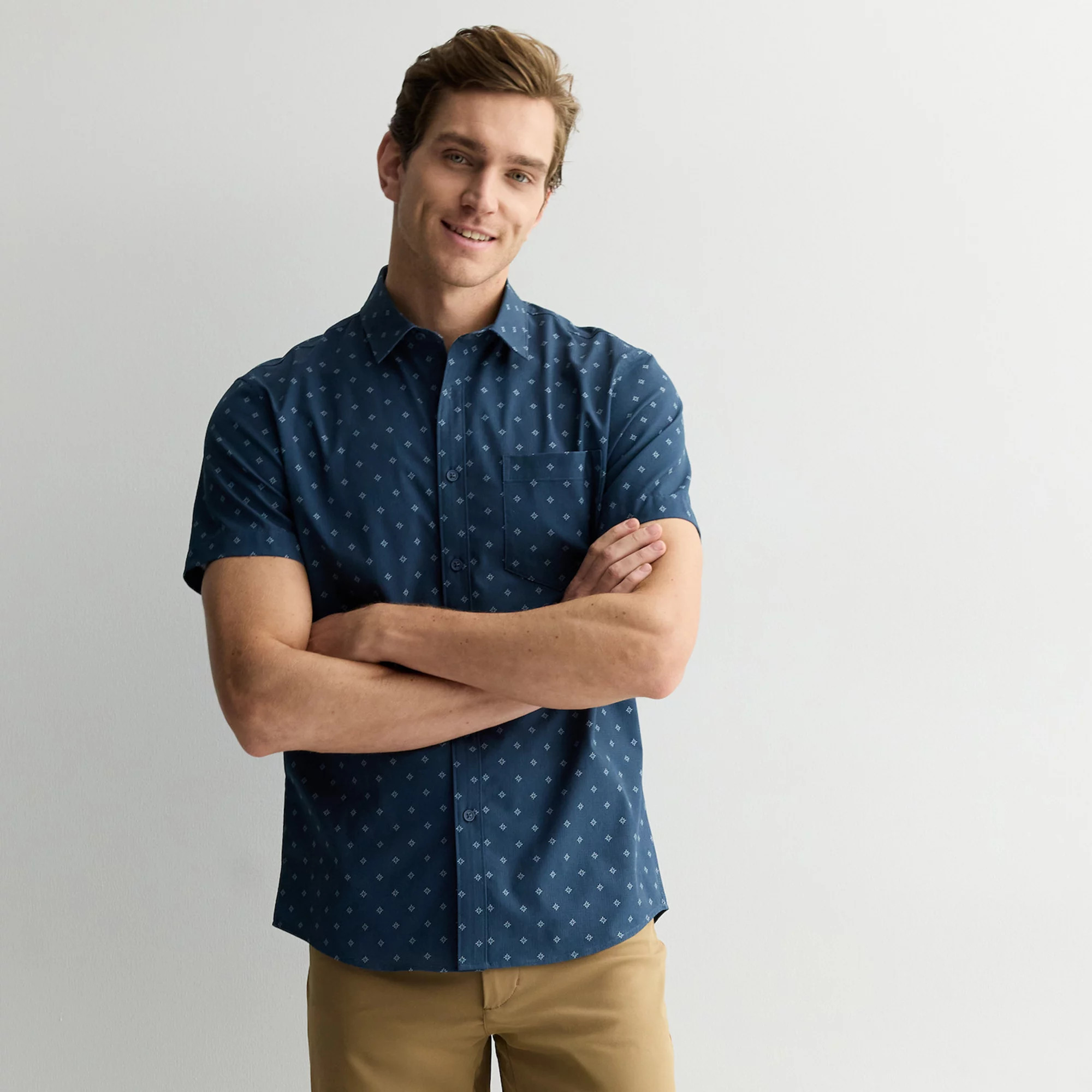 Men's FLX Tech Mesh Slim-Fit Short Sleeve Button-Down | Kohl's