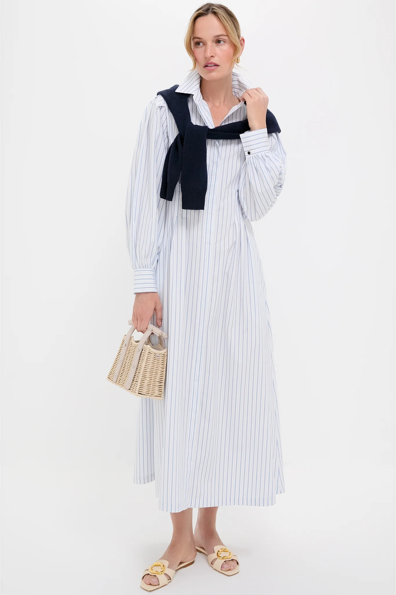 White and Blue Stripe Corinne Dress | Tuckernuck (US)