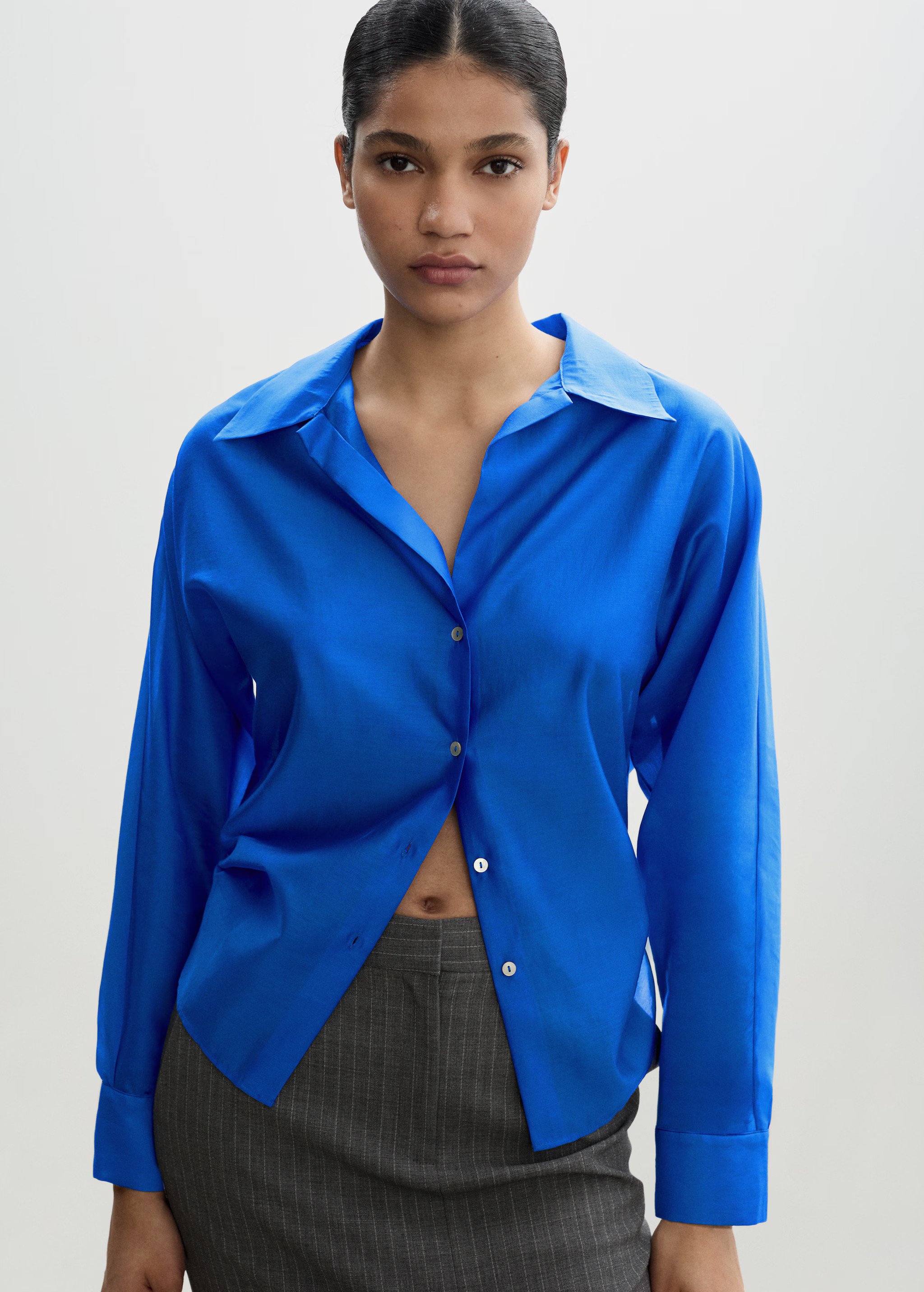 Satin lyocell shirt | Mango Canada