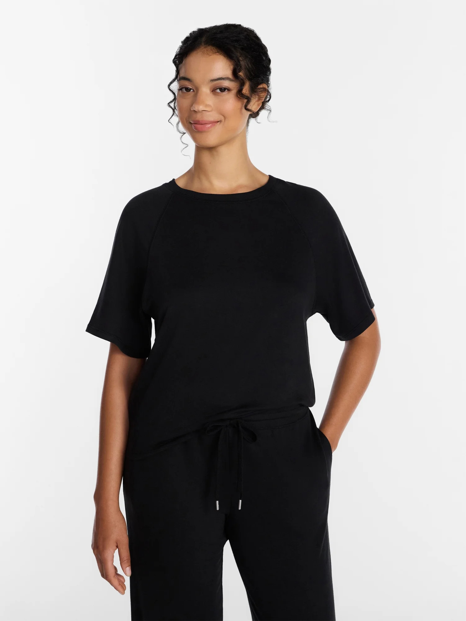 Joyspun Women's French Terry Knit Sleep Top with Short Sleeves, Sizes XS-3X - Walmart.com | Walmart (US)