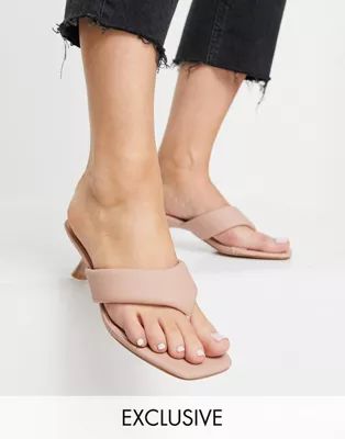 Z_Code_Z Exclusive Stella vegan heeled sandals with toe post in camel | ASOS (Global)