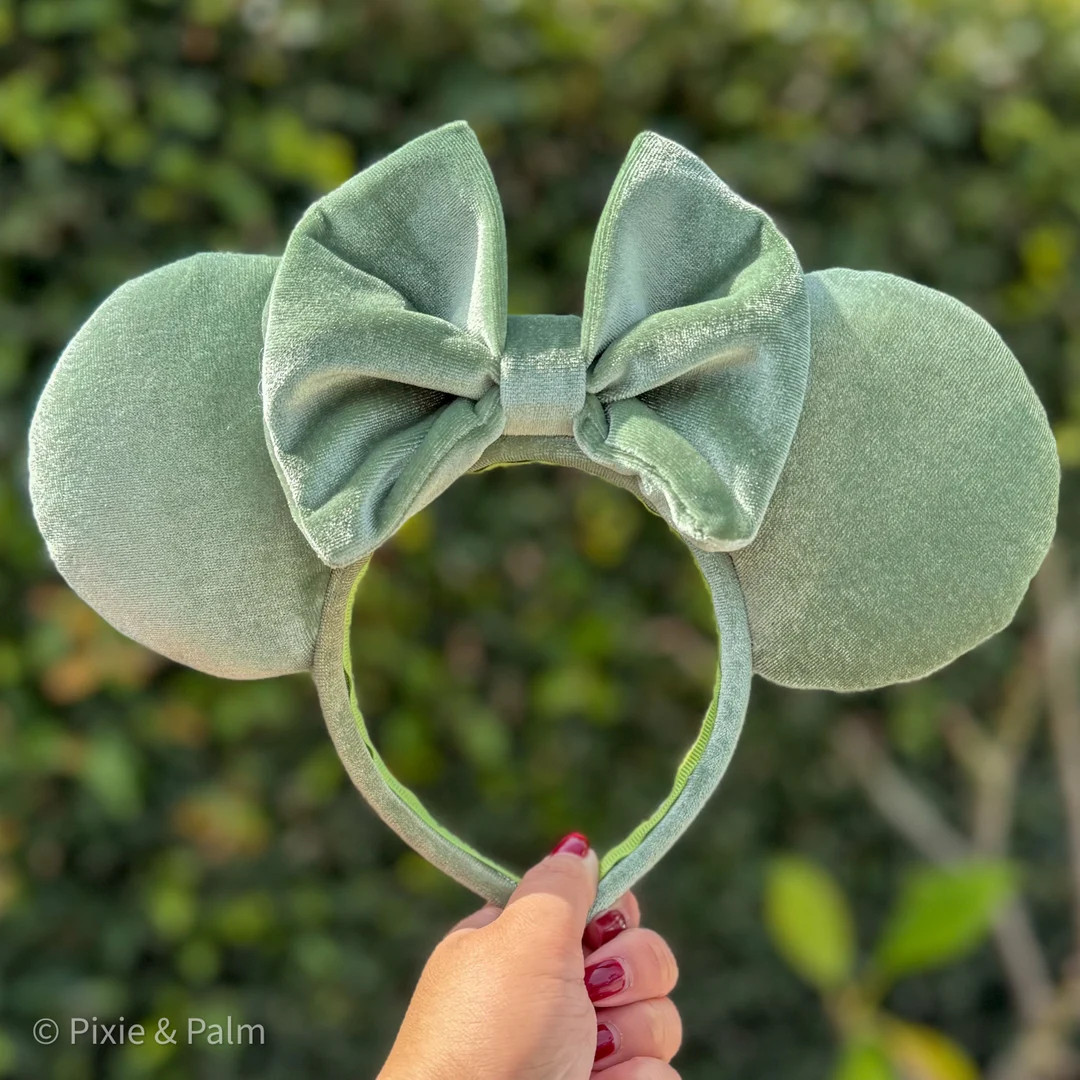 Sage Green Velvet Minnie Mouse Ears - Etsy | Etsy (US)