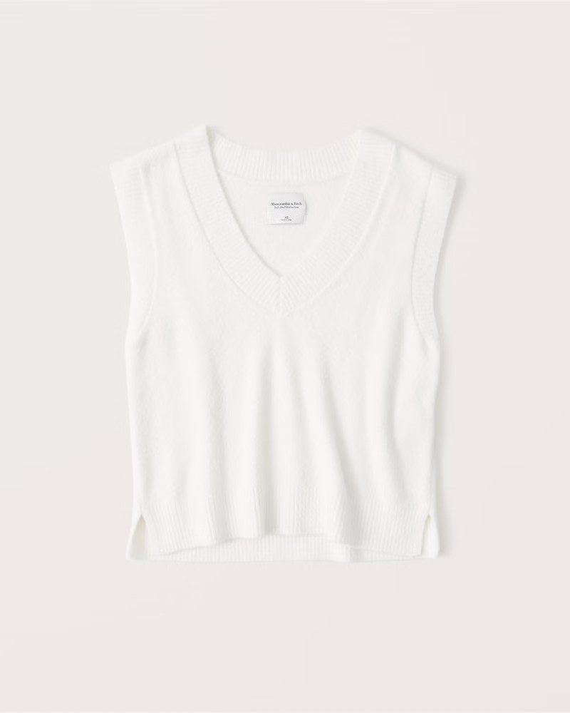 Cropped Fuzzy V-Neck Sweater Vest | Abercrombie & Fitch (US)