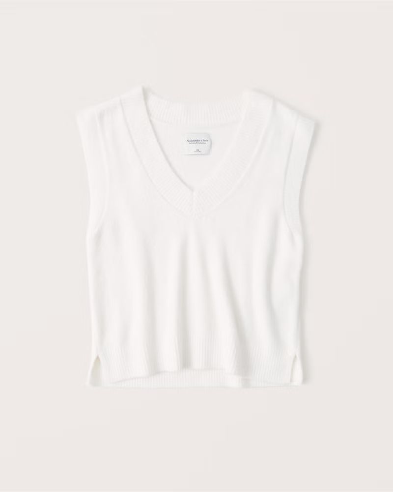 Cropped Fuzzy V-Neck Sweater Vest | Abercrombie & Fitch (US)