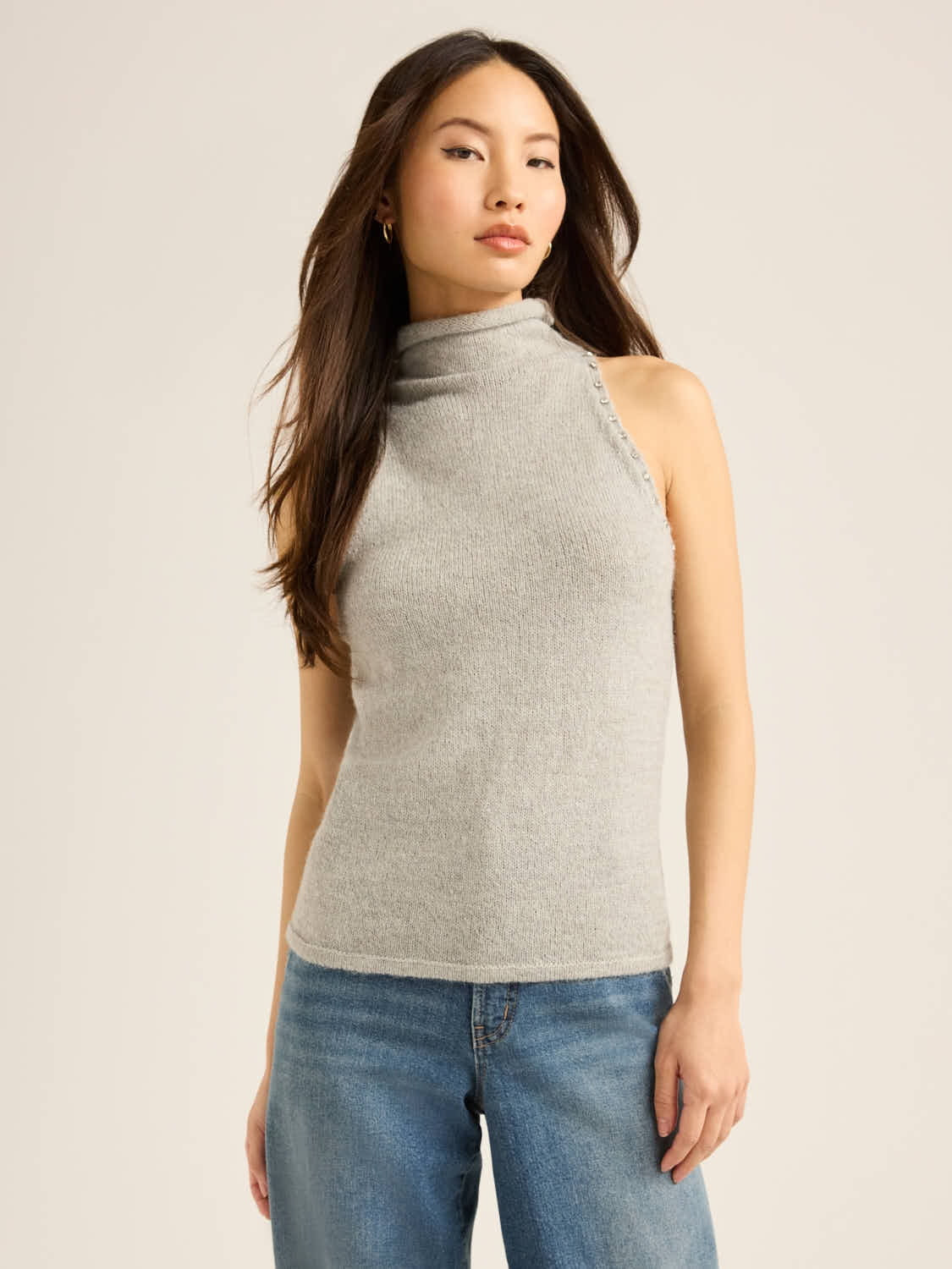 Scoop Women’s and Women's Plus Sleeveless Rhinestone Mock Neck Sweater, Lightweight, Sizes XS-4... | Walmart (US)