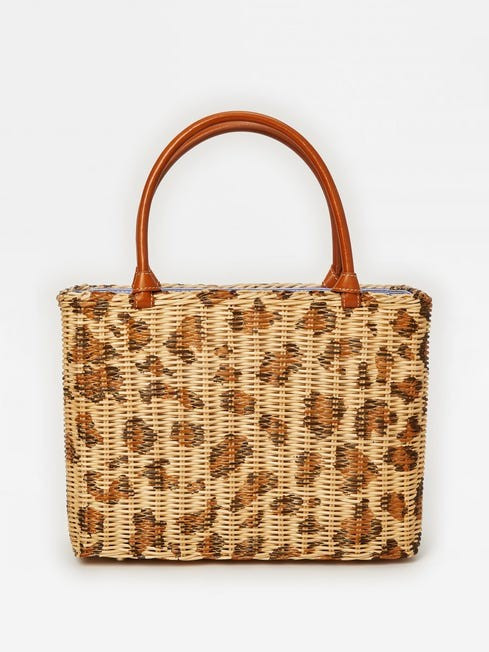 Jill Wicker Bag in Leopard | J.McLaughlin