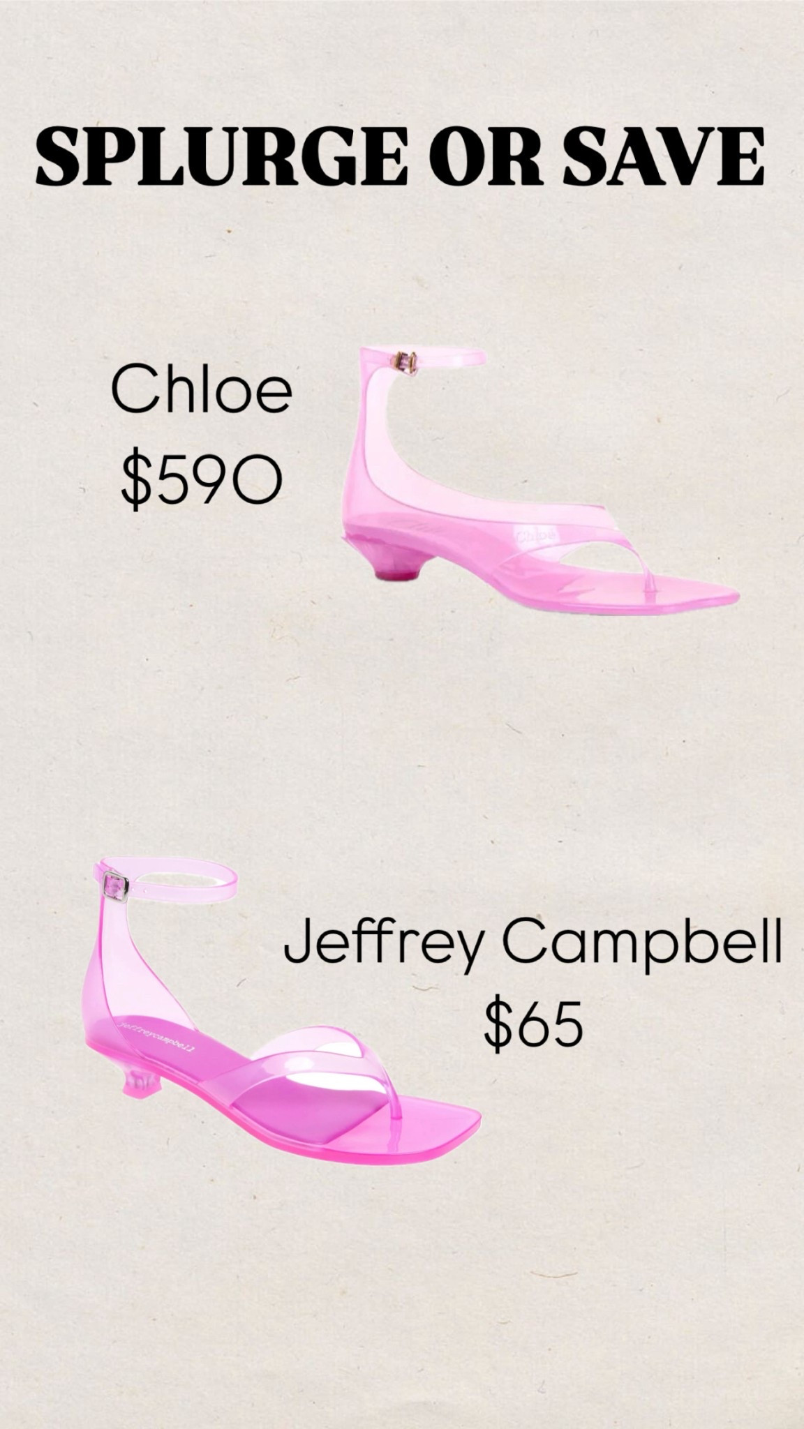 Chloe sandals
Jelly sandals
Jeffrey Campbell sandals
Low heel
Kitten heel
Splurge or save 
Look for less

#LTKShoeCrush #LTKFindsUnder100