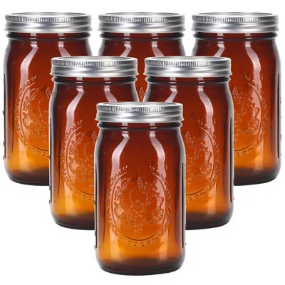 Amber Glass Mason Jars 32 Oz Wide Mouth With Airtight Lids And Bands 6 Pack Large Glass Canning Mason Jars Quart,Great For Canning Jar Pickle Fermenti | Wayfair North America
